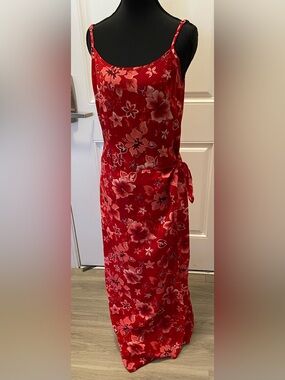 Summer Sleeveless Red and White Floral Maxi Dress  Size 5 Jonathan Martin USA